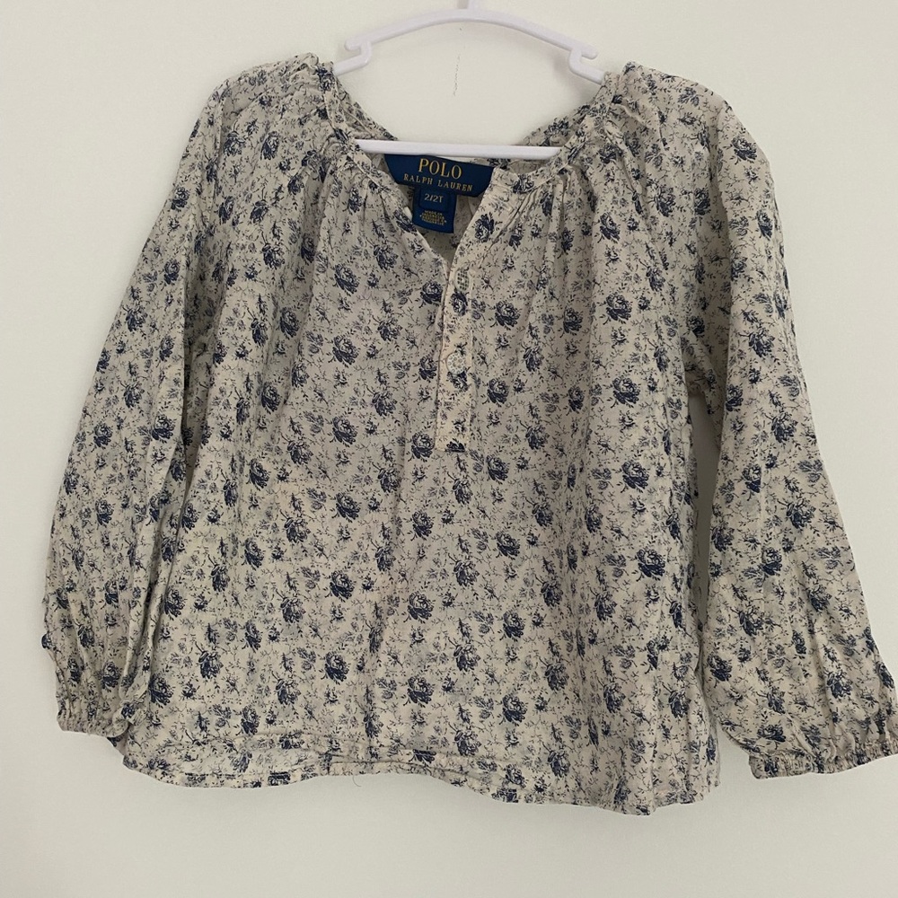Polo Ralph Lauren cream and blue blouse size 2T